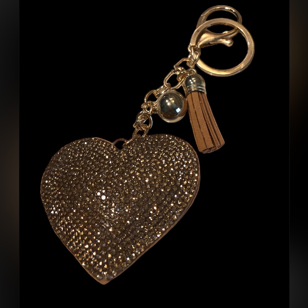 Rhinestone Heart Keychain bag charm